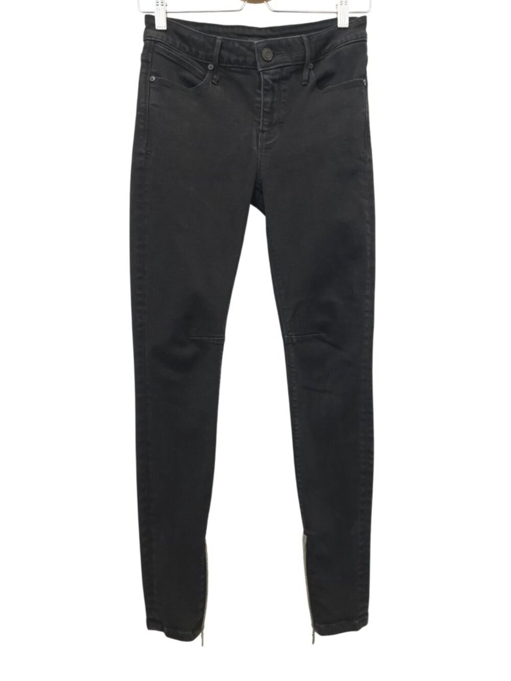 RtA ALEXA IN CREEP Black Skinny Stretch Jeans w/ Ankle Zippers Women's Sz 26